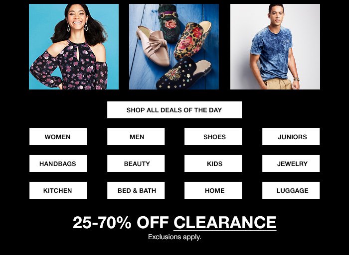 25-70% Off CLEARANCE exclusions apply