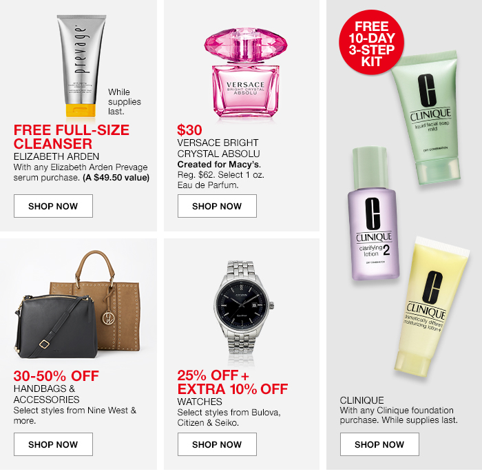while supplies last Free Full-Size Cleanser ELIZABETH ARDEN With any Elizabeth Arden Prevage serum purchase. (A $49.50 value) shop now