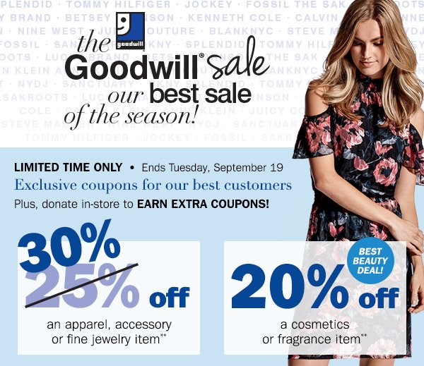 Carson's SAVE on Nearly EVERYTHING! Use Goodwill Sale Coupons on the