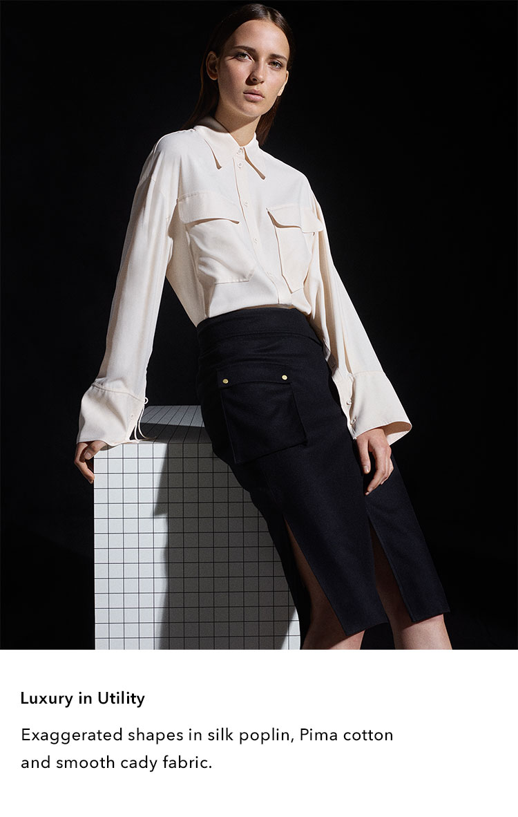 Luxe Japanese cady fabric softens intricate menswear tailoring.