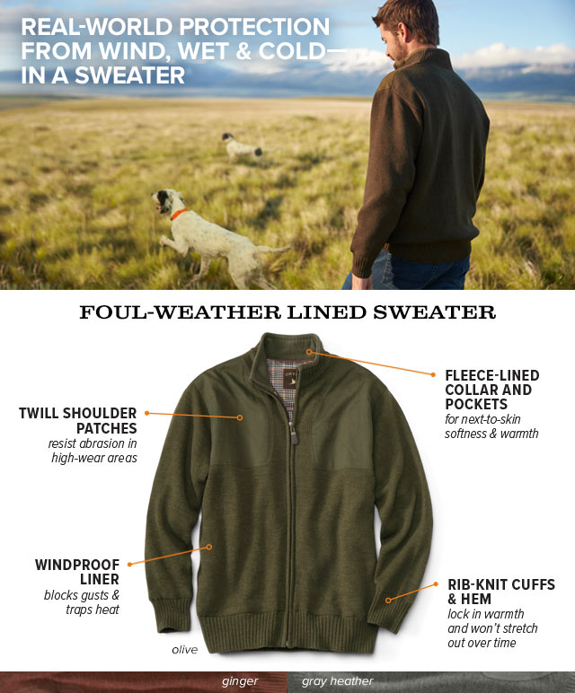 Orvis foul weather hot sale lined sweater