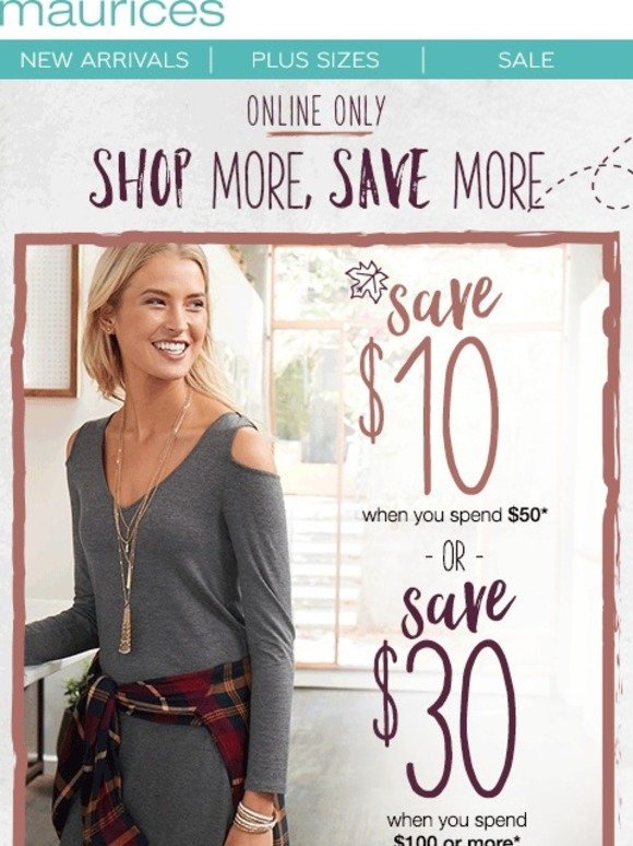 maurices.com: Save up to $30 off when you spend $100 or more | Milled
