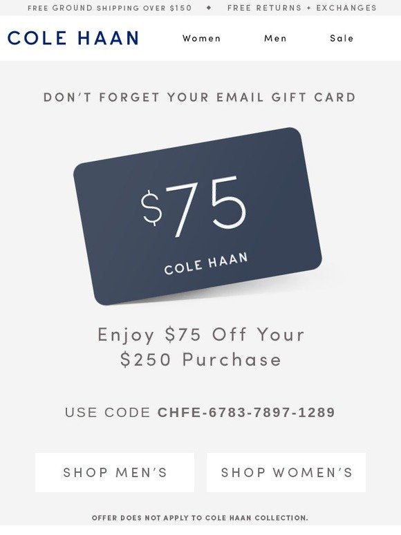 cole haan exchanges