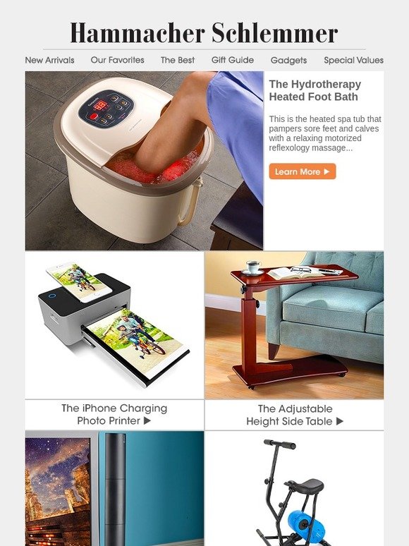 Hammacher Schlemmer The Hydrotherapy Heated Foot Bath Milled