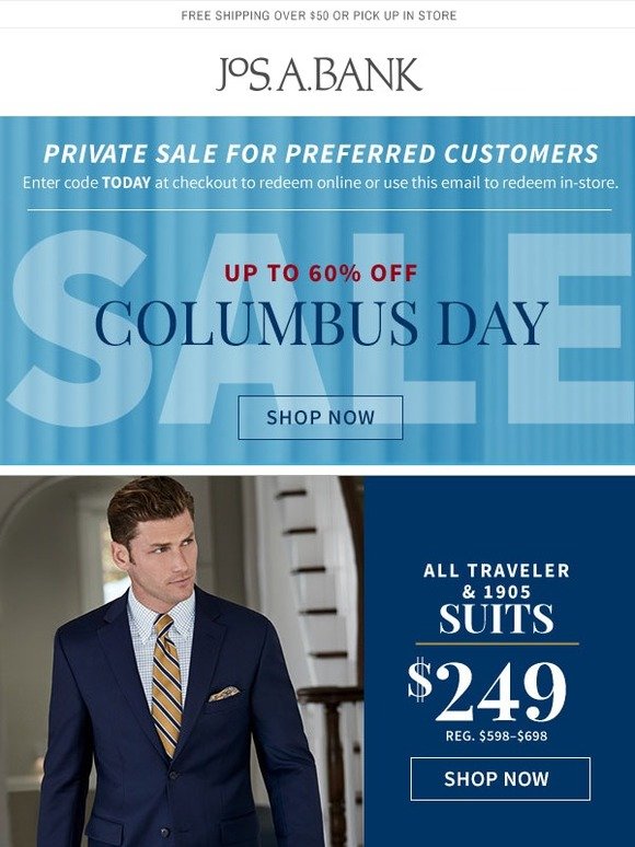 Jos. A. Bank: PRIVATE SALE: For Preferred Customers Only | Milled