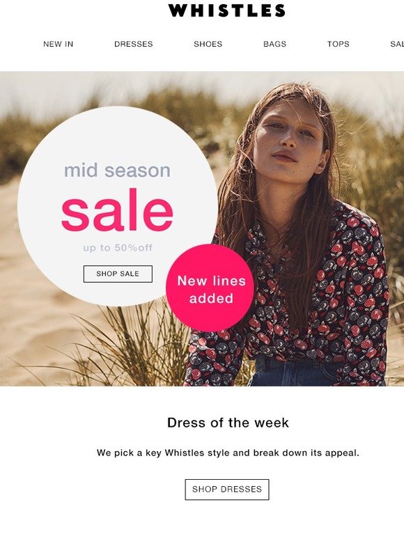 Whistles New sale lines added Our dress of the week Milled