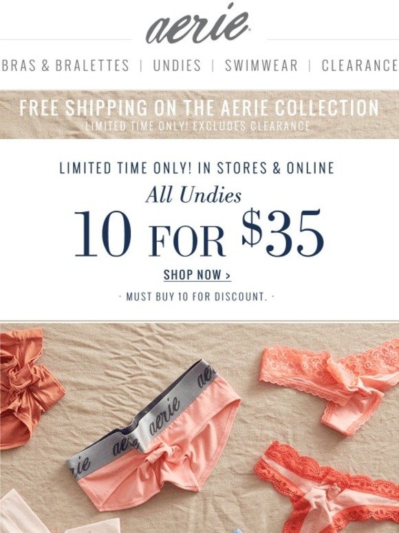 aerie underwear 10 for 35