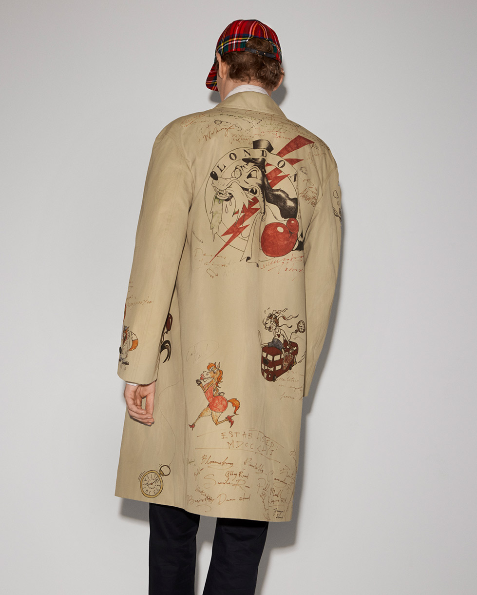 Burberry sketch print trench on sale coat