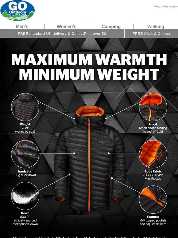 Go Outdoors Just Landed OEX Zenon Our lightest down jacket Milled