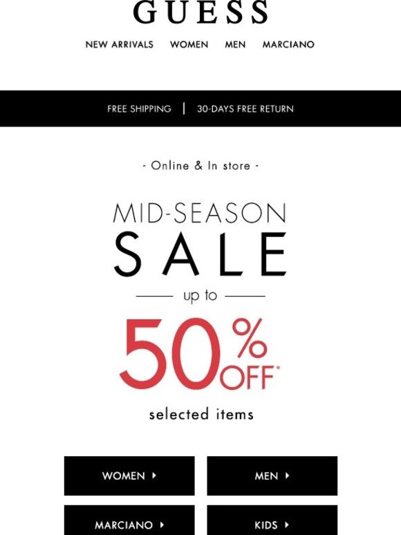 guess mid season sale