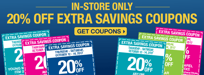 In-Store Only | 20% Off Extra Savings Coupons | Get Coupons