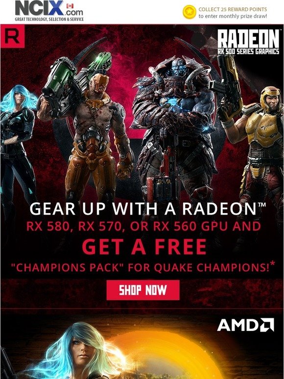 Free QUAKE CHAMPIONS PACK with select Ryzen CPU & Radeon Graphics purchases.
