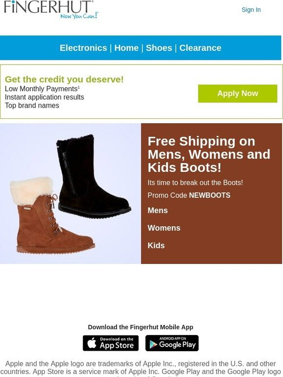 Fingerhut Fingerhut FREE SHIPPING on Boots for Men, Women and Kids