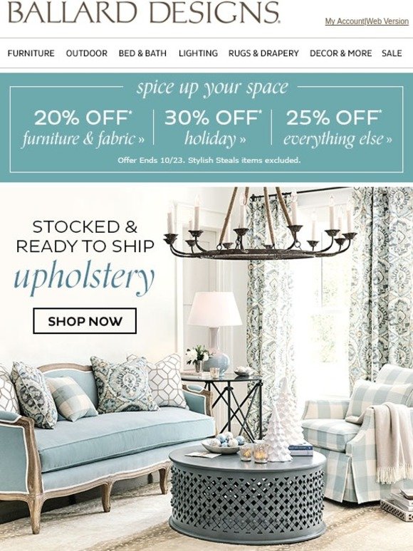 Ballard Designs Upholstery Shipped Quick Milled