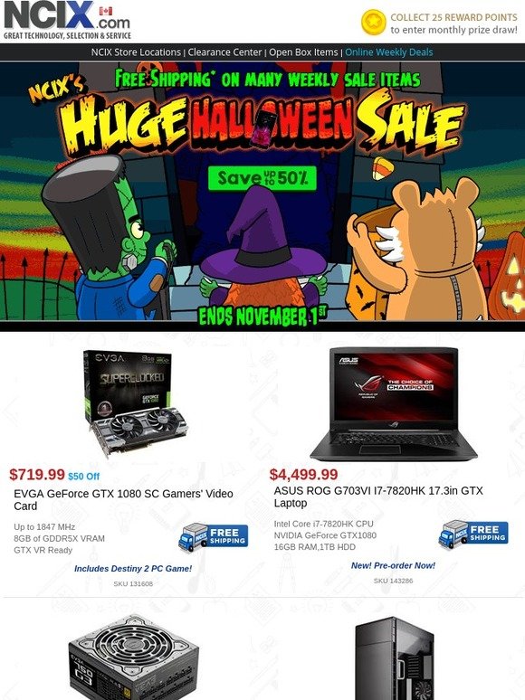 🎃 Treat yourself to some Halloween Tech Deals! $50 off EVGA GTX 1080 SC + get Destiny 2 |  50% off Logitech K400+ KB | More inside »