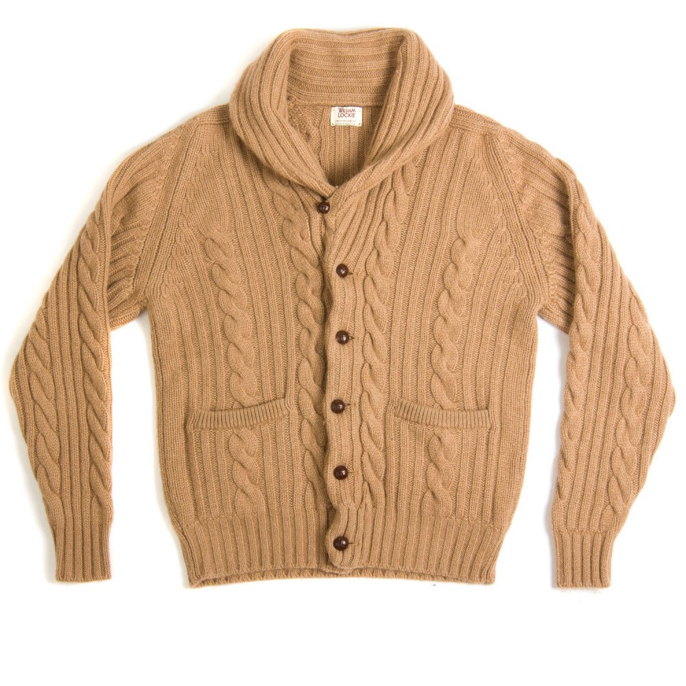 William Lockie 6-Ply Camelhair Cable Knit Cardigan
