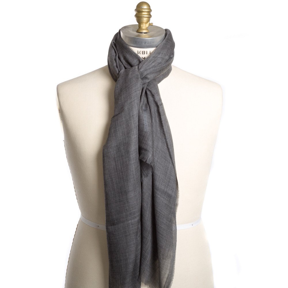Begg & Co Wispy Mid-Grey Solid Cashmere Scarf