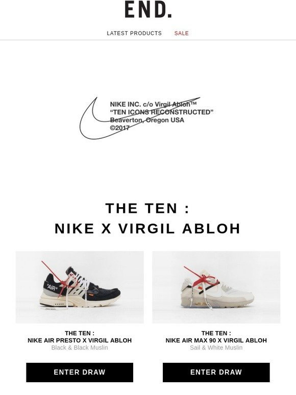 The Ten Reissues: Nike x Virgil Abloh Air Max 90 - Register Now on END.  Launches