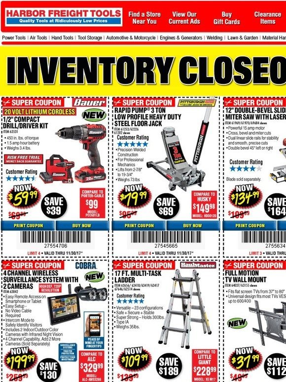 Harbor Freight Tools: Inventory Closeout | Milled