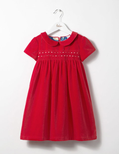 Collared Smock Dress Ladybird Red Girls Boden