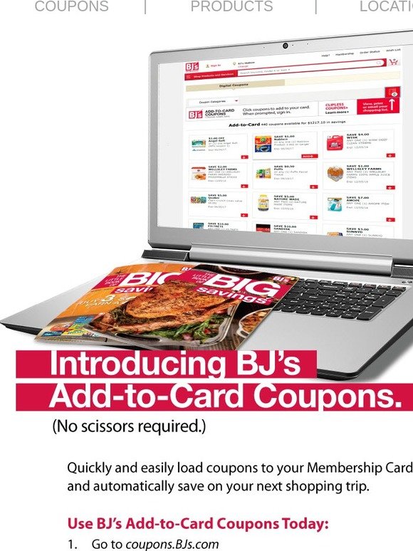 BJs Wholesale Club BJ's AddtoCard Coupons our new Membership