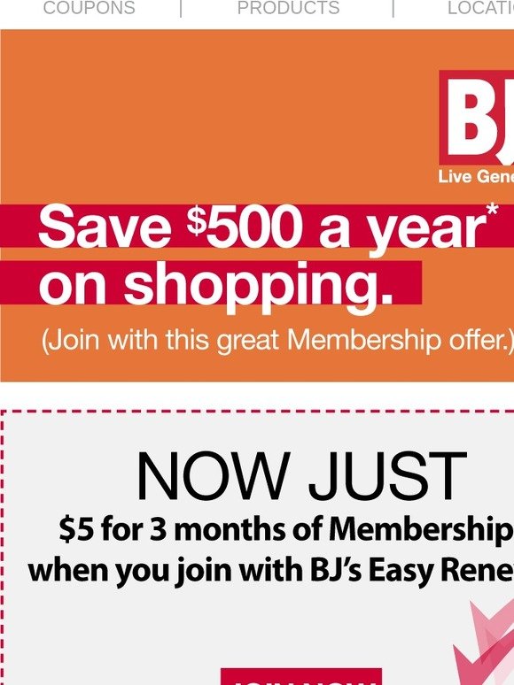 BJs Wholesale Club 5 for 3 months of Membership Milled