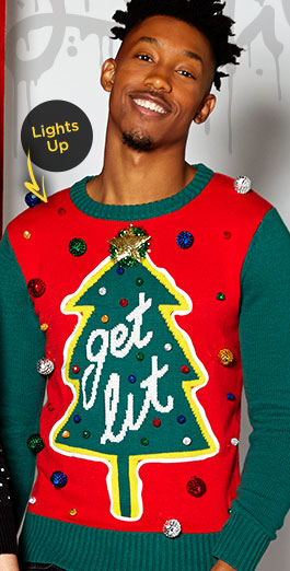 Light-Up Get Lit Ugly Christmas Sweater - Spencer's