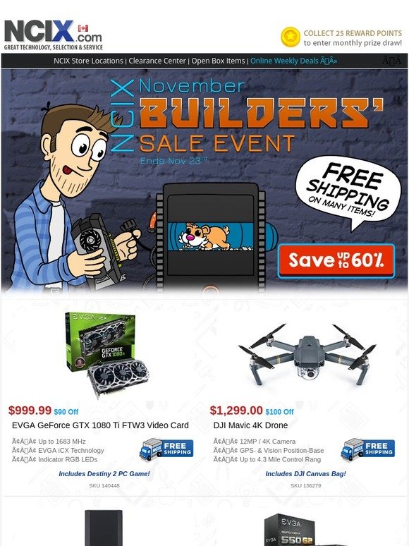 November Builders' Savings - $90 off EVGA GTX 1080 Ti | $60 off Ducky One Mechanical KB | And see our featured free shipping deals!