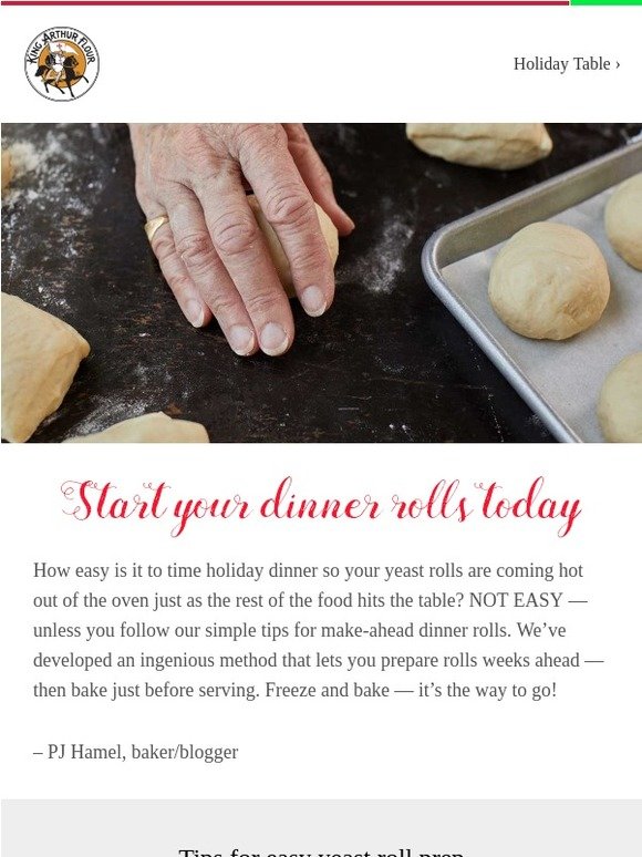 King Arthur Baking Company Your holiday timeline fresh, warm dinner