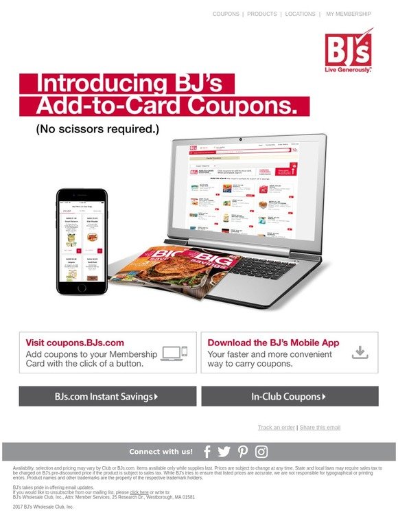 BJs Wholesale Club BJ's AddtoCard Coupons our new Membership
