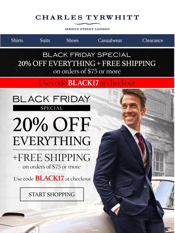 Charles Tyrwhitt Black Friday Starts Now 20 Off Free Shipping Milled