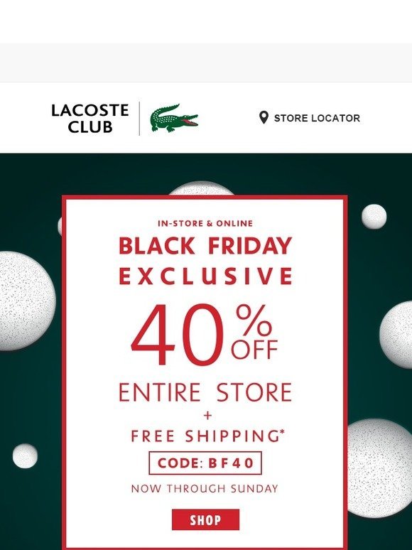 Lacoste: Black Friday Starts Now: 40 