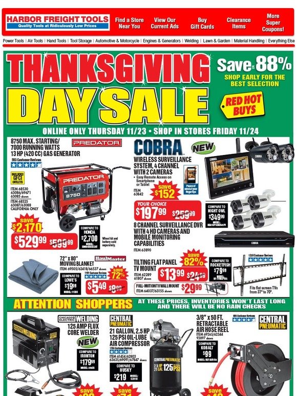 Harbor Freight Tools: Happy Thanksgiving • Get Black ...
