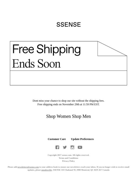 SSENSE Last call for free shipping Milled