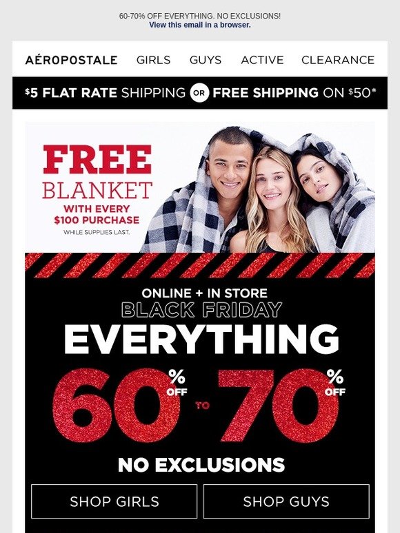 Aéropostale Free Fleece Blanket + Black Friday Doorbusters Online and