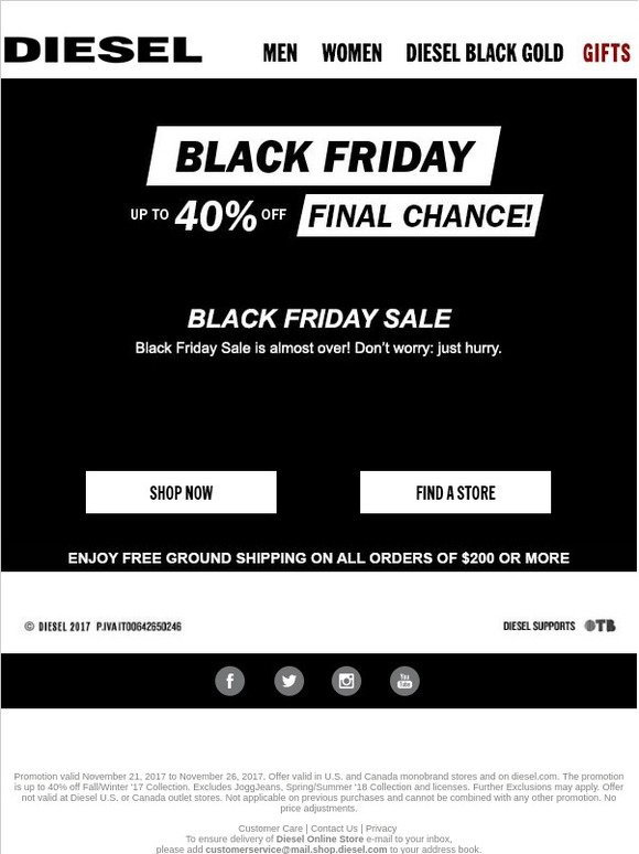 Diesel: Last chance up to 40% Black Friday sale! Milled