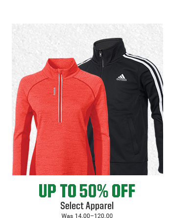UP TO 50% OFF SELECT APPAREL | Was 14.00-120.00 | SHOP NOW