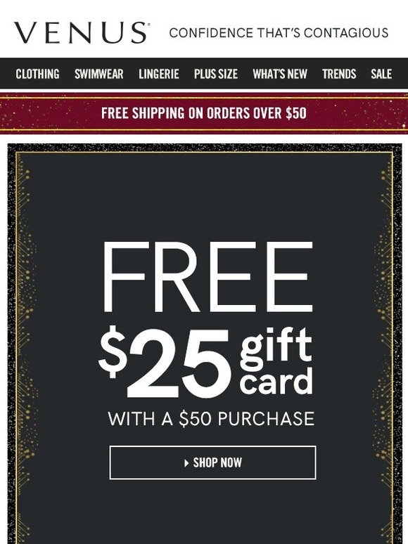 Venus Fashion Free 25 Gift Card 30 Off All Dresses Free Shipping Milled