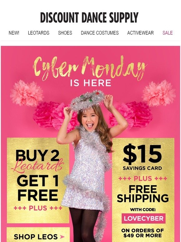 Discount Dance Supply Cyber Monday Buy 2 Leotards / Get 1 FREE