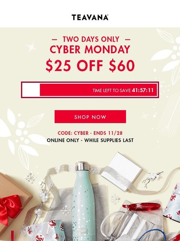 $25 Off $60: Cyber Monday Sale