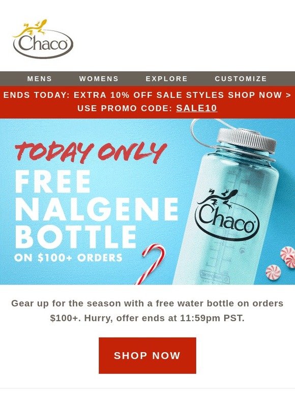 Chaco Today Only Free Nalgene Water Bottle Milled