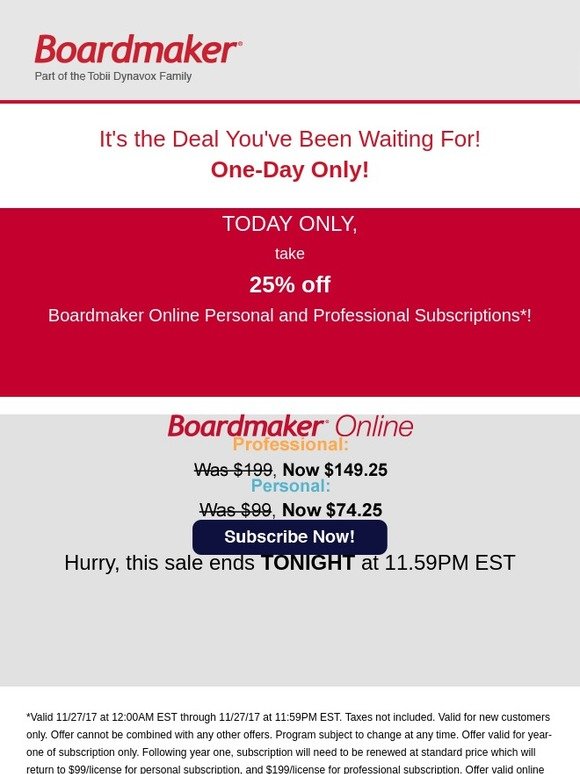 ONLY 12 HOURS LEFT to save 25% on Boardmaker Online!