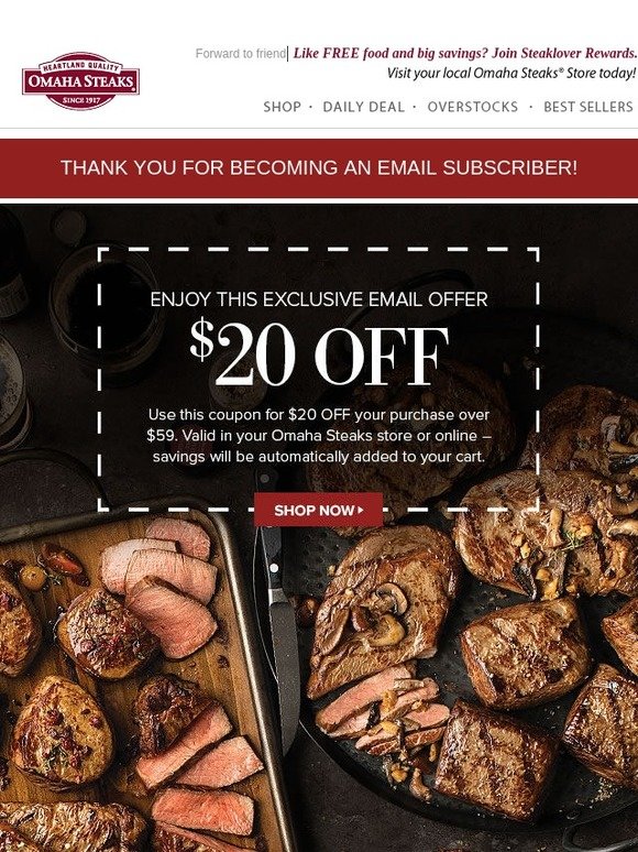 Omaha Steaks 20 Off Coupon for YOU! Milled