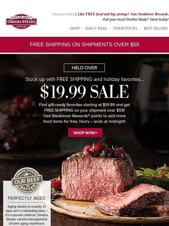 Omaha Steaks: $19.99 Sale + Free Shipping Ends Today | Milled