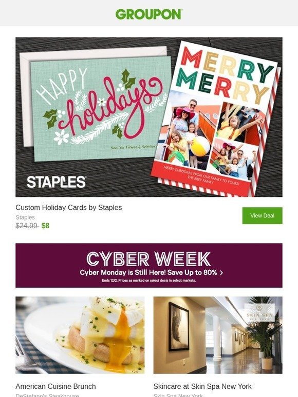 Groupon Custom Holiday Cards By Staples Milled