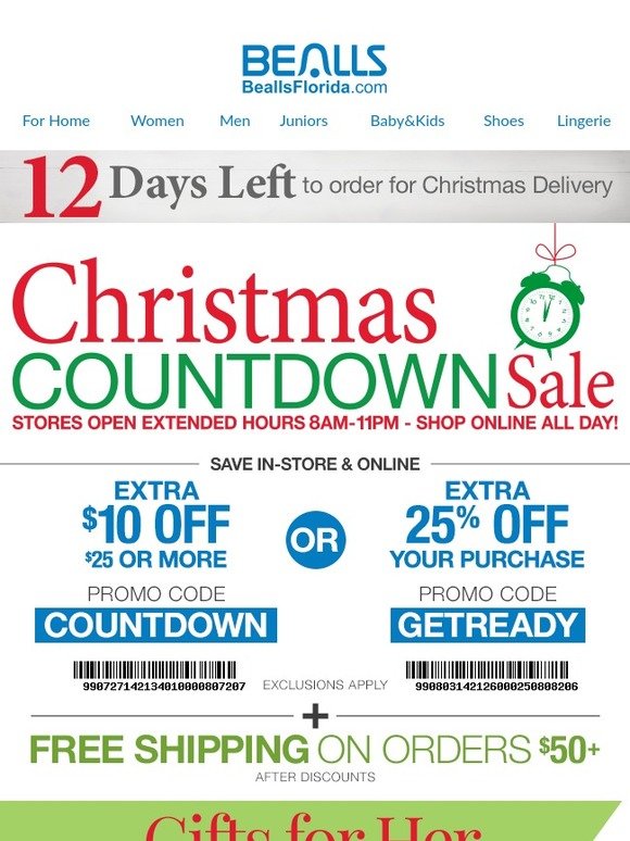 Bealls Stores Last Day! Extra 25 off or 10 off 25 Ends Today Milled