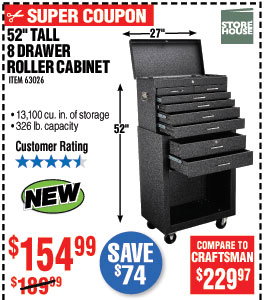 27 in., 8 Drawer Black Roller Cabinet 2 Pc Combo