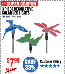 Solar Decorative LED Lights - 3 Pc