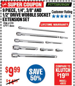 9 Pc Wobble Socket Extension Set