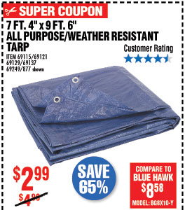 7 ft. 4 in. x 9 ft. 6 in. Blue All Purpose/Weather Resistant Tarp